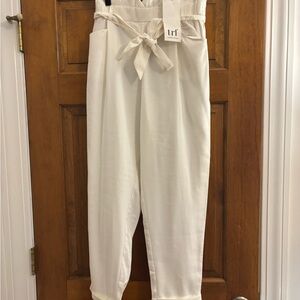 TRF Zara White High-Waisted Pants with belt